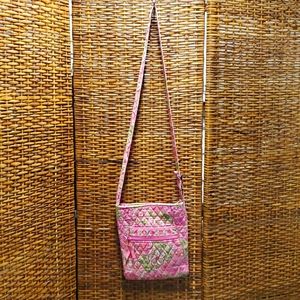 Vera Bradley pink and green shoulder crossbody bag